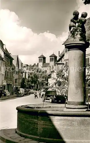 AK / Ansichtskarte Bensheim_Bergstrasse Hauptstrasse mit Brunnen Bensheim_Bergstrasse