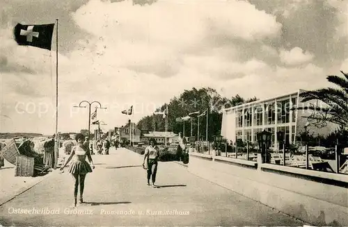 AK / Ansichtskarte Groemitz_Ostseebad Promenade und Kurmittelhaus Groemitz_Ostseebad