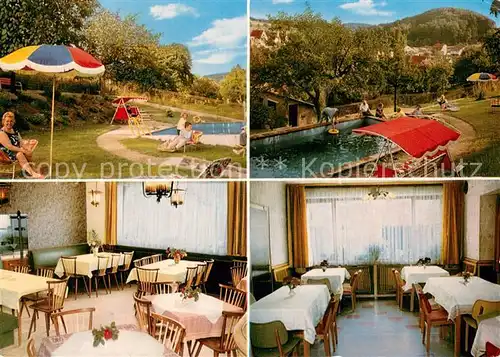 AK / Ansichtskarte Gadernheim Pension Metzgerei Erbacher Hof Liegewiese Pool Gastraeume Gadernheim