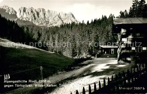 AK / Ansichtskarte Ellmau_Elmau_Tirol_AT Alpengasthuette Riedl m. Toerlspitzen Wilder Kaiser 