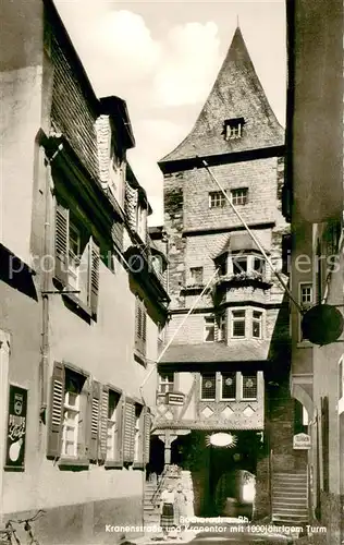 AK / Ansichtskarte Bacharach_Rhein Kronenstrasse und Kranentor mit 1000jaehrigem Turm Bacharach Rhein