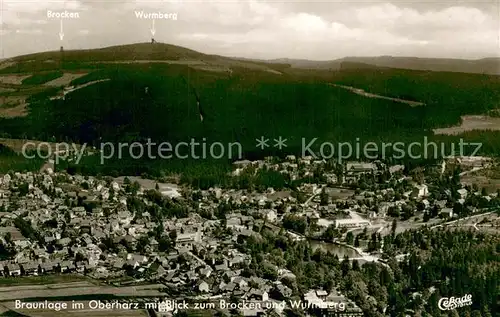 AK / Ansichtskarte Braunlage mit Blick zum Brocken und Wurmberg Braunlage