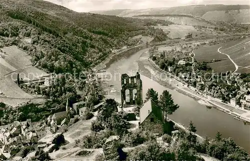 AK / Ansichtskarte Traben Trarbach_Mosel Fliegeraufnahme mit Ruine Grevenburg 