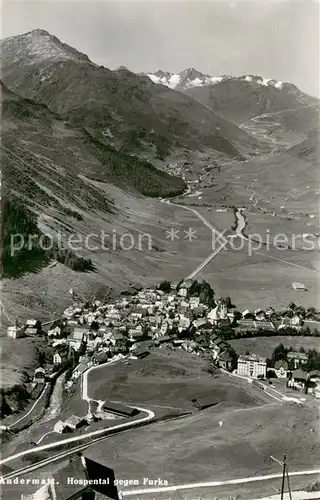 AK / Ansichtskarte Andermatt_UR Hospental mit Furka Fliegeraufnahme 