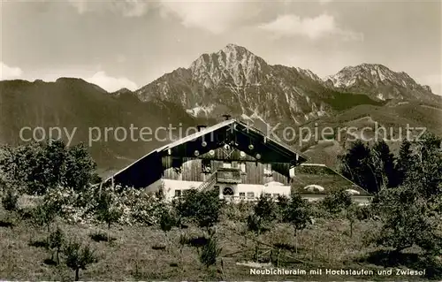 AK / Ansichtskarte Neubichler_Alm_Piding mit Hochstaufen und Zwiesel 