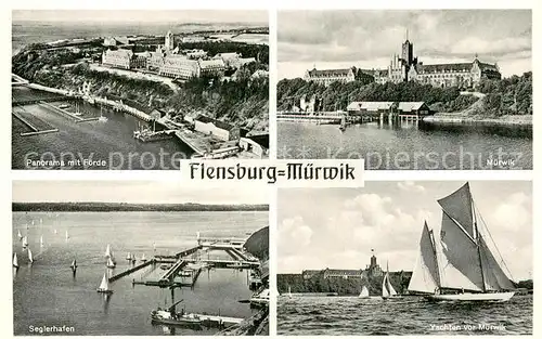 AK / Ansichtskarte Muerwik Panorama Marineschule Seglerhafen Yachten vor Muerwik Muerwik