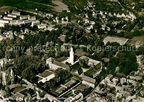 AK / Ansichtskarte Bad_Homburg Schloss mit Schlossteich Fliegeraufnahme Bad_Homburg