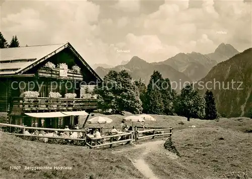 AK / Ansichtskarte Schwand_Oberstdorf Berggaststaette Hochleite Terrasse Schwand_Oberstdorf