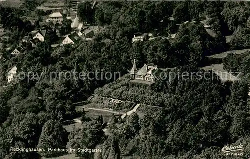 AK / Ansichtskarte Recklinghausen_Westfalen Parkhaus im Stadtgarten Fliegeraufnahme Recklinghausen_Westfalen