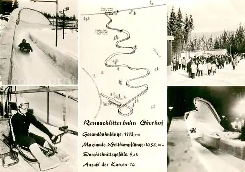 AK / Ansichtskarte Oberhof_Thueringen Rennschlittenbahn Teilansichten  Oberhof Thueringen