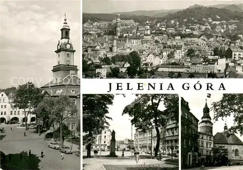 AK / Ansichtskarte Jelenia_Gora_Hirschberg_Schlesien_PL Rynek Widok ogolny Plac Boleslawa Bieruta Baszta Wojanowska i kaplica Sw Anny 