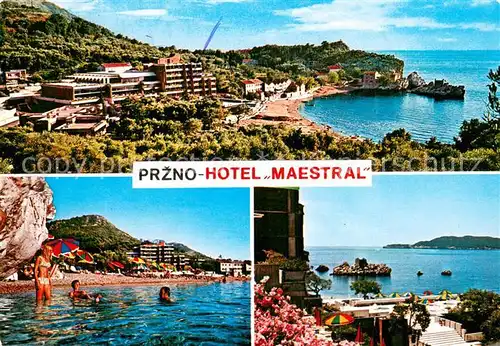 AK / Ansichtskarte Przno Hotel Maestral Fliegeraufnahme Badestand Terrasse 