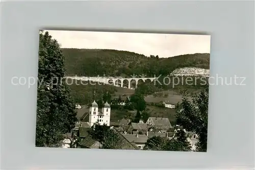 AK / Ansichtskarte Wiesensteig Panorama mit Viadukt der Autobahn Stuttgart Ulm Wiesensteig