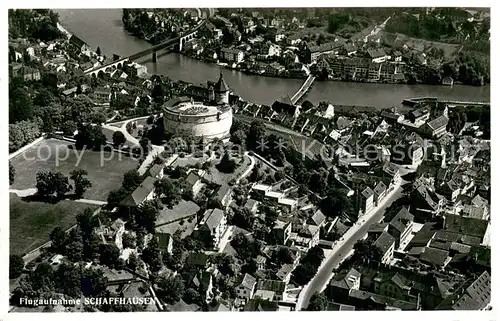 AK / Ansichtskarte Schaffhausen__SH Fliegeraufnahme mit Castell Munot 