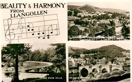 AK / Ansichtskarte Llangollen_Wales_UK Horse Shoe Falls View from Barbers Hill Bridge and Barbers Hill 