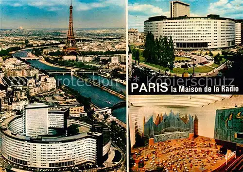 AK / Ansichtskarte Paris_75 Maison de la Radio et la Tour Eiffel vue aerienne Salle de Concert 