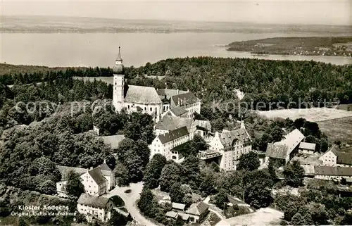 AK / Ansichtskarte Andechs Kloster Andechs am Ammersee Fliegeraufnahme Andechs