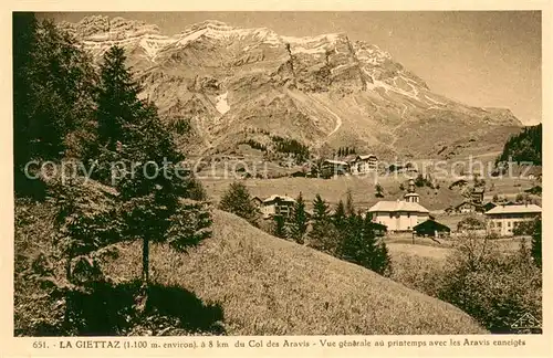 AK / Ansichtskarte La_Giettaz_73 Vue generale au printemps avec les Aravis enneiges 