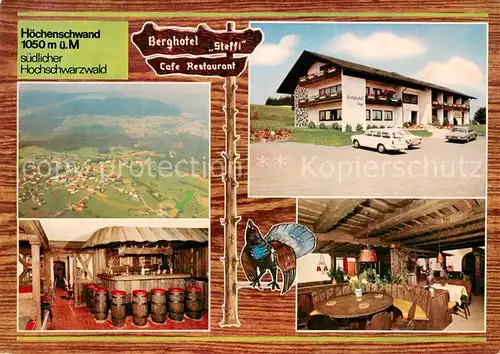 AK / Ansichtskarte Hoechenschwand Fliegeraufnahme Berghotel Steffi Cafe Restaurant Bar Gaststube Hoechenschwand