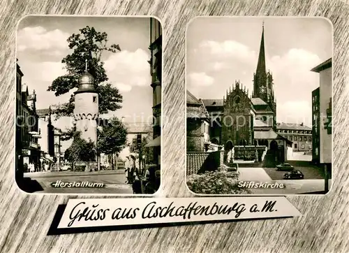 AK / Ansichtskarte Aschaffenburg_Main Herstallturm Stiftskirche Aschaffenburg Main