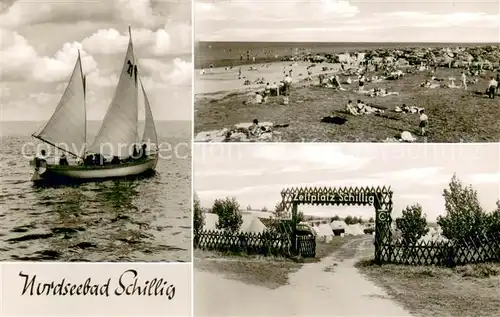 AK / Ansichtskarte Schillig_Horumersiel Nordseebad Segelboot Strand Zeltplatz 