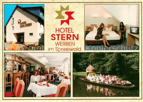 AK / Ansichtskarte Werben_Niederlausitz Hotel Stern im Spreewald Restaurant Fremdenzimmer Kahnfahrt Werben_Niederlausitz