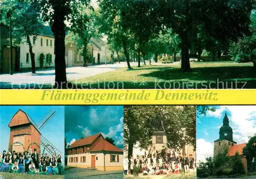 AK / Ansichtskarte Dennewitz Hochzeit in Flaemingtracht Hochzeitsmuehle Dorfmuseum Schlacht bei Dennewitz Buelowdenkmal Feldsteinkirche 12. Jhdt. Dennewitz