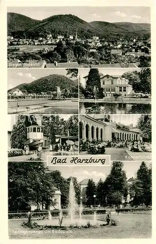 AK / Ansichtskarte Bad_Harzburg Panorama Schwimmbad Schwebebahn Casino Konzertplatz Springbrunnen Badepark Bad_Harzburg