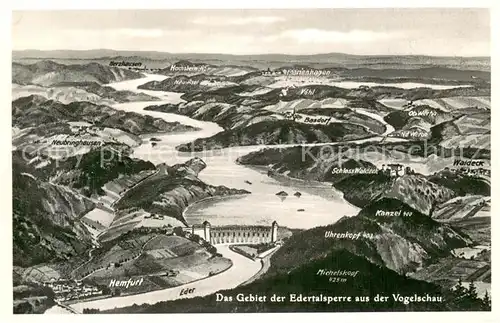 AK / Ansichtskarte Edertalsperre Panoramakarte Edertalsperre