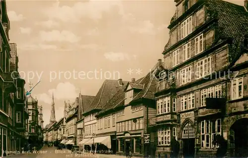 AK / Ansichtskarte Hameln_Weser Blick in die Baeckerstrasse mit Rattenkrug  Hameln Weser