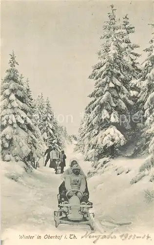 AK / Ansichtskarte Oberhof_Thueringen Winteridyll Schlittenfahrt Oberhof Thueringen