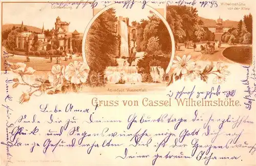 AK / Ansichtskarte Wilhelmshoehe_Kassel Loewenburg Aquaduct Wasserfall Allee Wilhelmshoehe Kassel