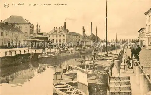 AK / Ansichtskarte Courtrai_Flandre La Lys et le Marche aux Poissons Courtrai_Flandre