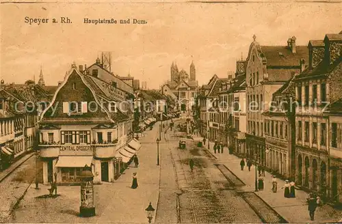 AK / Ansichtskarte Speyer_Rhein Hauptstrasse und Dom Speyer Rhein