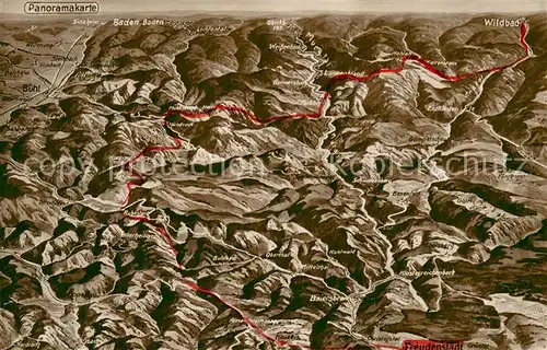 AK / Ansichtskarte Baden Baden Panoramakarte mit Wildbad bis Baiersbronn Baden Baden