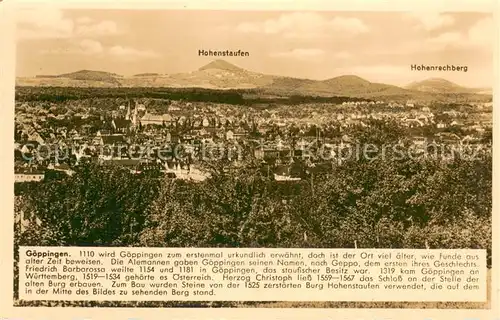 AK / Ansichtskarte Goeppingen Panorama mit Hohenstaufenund Hohenrechberg Goeppingen