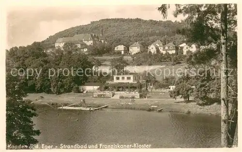 AK / Ansichtskarte Kaaden_Kadan_CZ Strandbad und Franziskaner Kloster an der Eger 