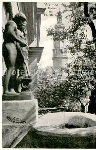 AK / Ansichtskarte Weimar__Thueringen Brunnen m. Schlossturm 