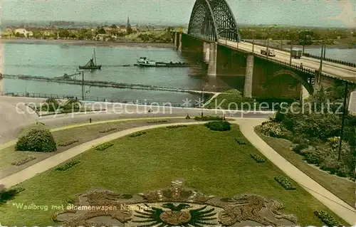 AK / Ansichtskarte Waalbrug met Bloemenwapen Nijmegen Waalbrug