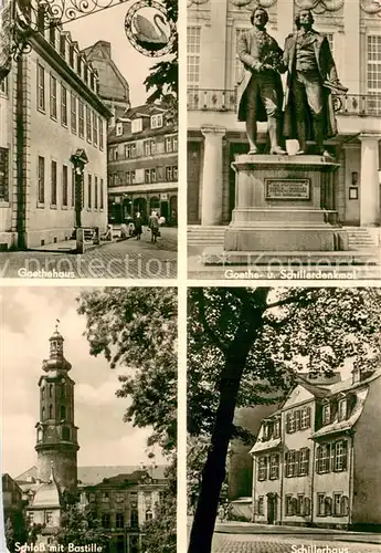 AK / Ansichtskarte Weimar__Thueringen Goethehaus Goethe u. Schillerdenkmal Schillerhaus Schloss m. Bastille 