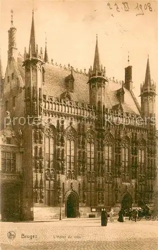 AK / Ansichtskarte Bruges_Brugge_Flandre L Hotel de Ville   Gespann 