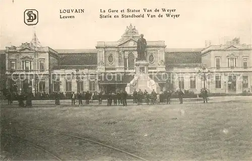 AK / Ansichtskarte Louvain_Flandre La Gare et Statue Van de Weyer Louvain_Flandre