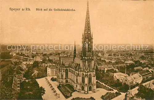 AK / Ansichtskarte Speyer_Rhein Gedaechtniskirche Fliegeraufnahme Speyer Rhein