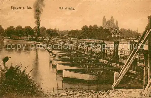 AK / Ansichtskarte Speyer_Rhein Schiffbruecke Speyer Rhein