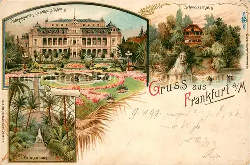 AK / Ansichtskarte Frankfurt_Main Palmengarten Gesellschaftshaus Schweizerhaus Palmenhaus Frankfurt Main