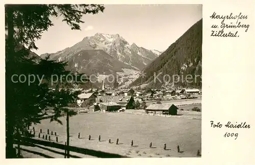 AK / Ansichtskarte Mayrhofen_Zillertal mit Gruenberg Mayrhofen_Zillertal