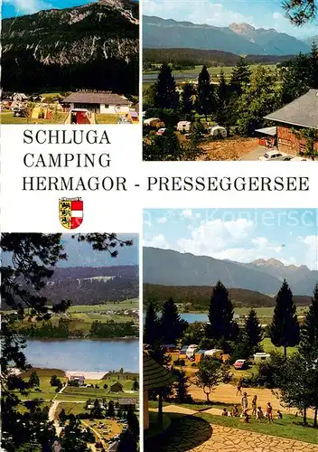 AK / Ansichtskarte Hermagor_Kaernten Schluga Camping Hermagor Presseggersee Restaurant Seepartie Gartnerkofel Strandpension Hermagor Kaernten