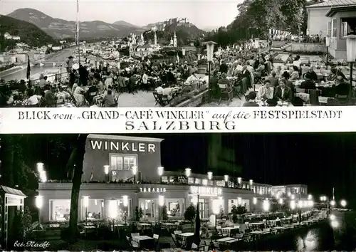 AK / Ansichtskarte Salzburg__oesterreich Stadtblick vom Grand Cafe Winkler bei Nacht 