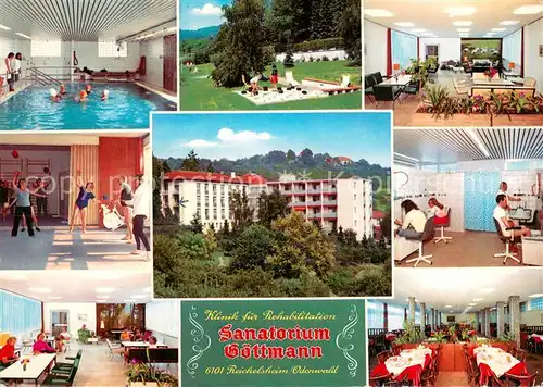 AK / Ansichtskarte Reichelsheim_Odenwald Sanatorium Goettmann Hallenbad Gymnastik Speisesaal Garten Reichelsheim Odenwald