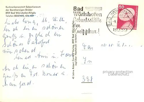 AK / Ansichtskarte Bad_Woerishofen Kurkrankenanstalt Sebastianeum Bad_Woerishofen